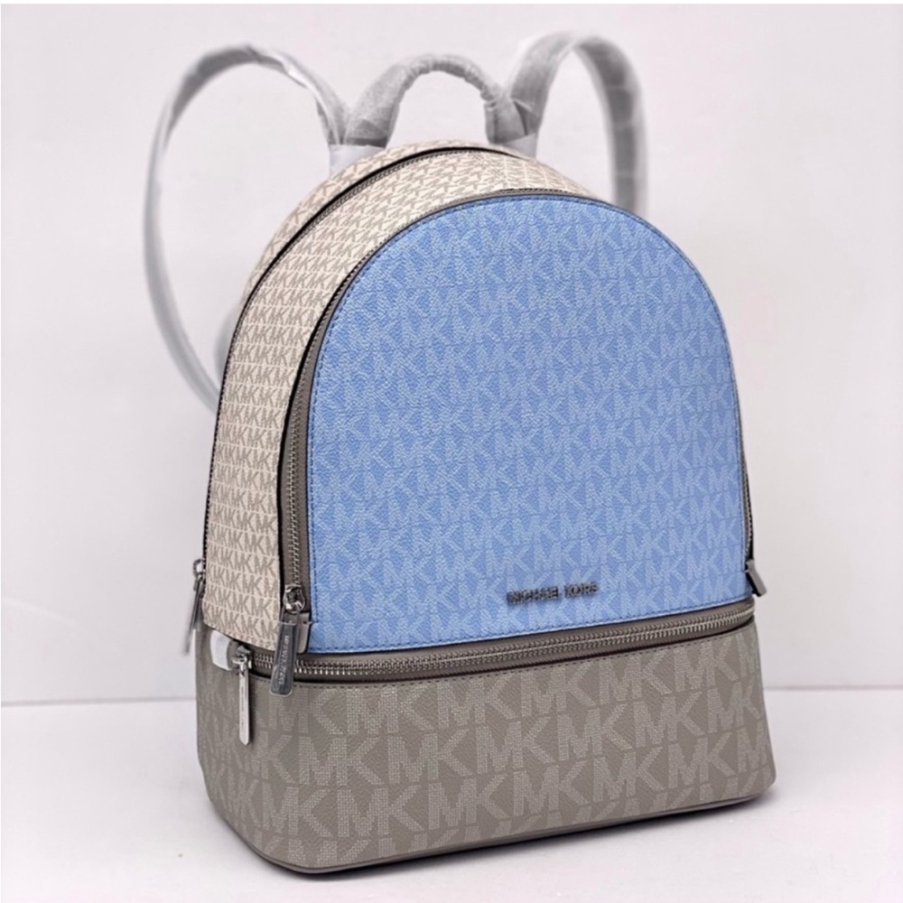 MICHAEL KORS Rhea Medium Color-Block Signature Logo Backpack - Picture 6 of 11